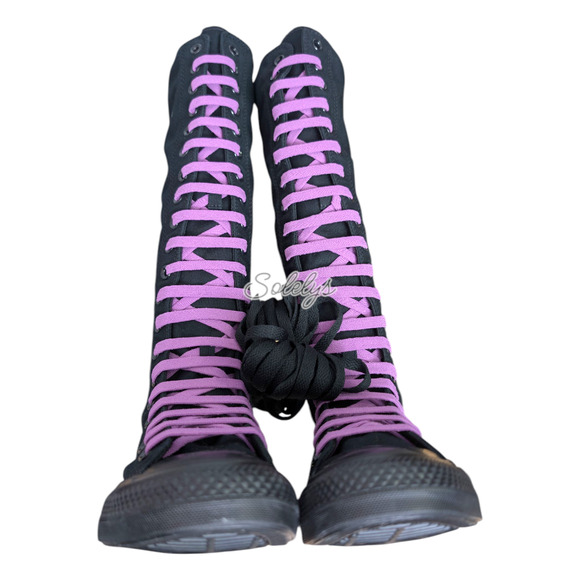 Converse CTAS XXHI Womens 6 Black Purple Knee High Canvas Zipper Sneaker Boot - Picture 9 of 11